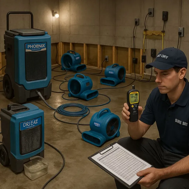Structural Drying and Dehumidification process in San Joaquin Hills, CA
